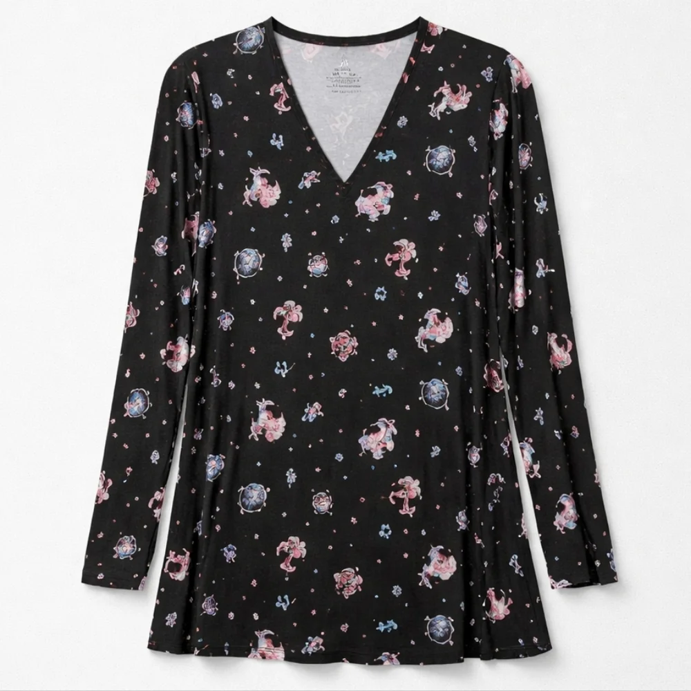 195 Torrid 2 2X Black Zodiac Print Pajama Super Soft Top